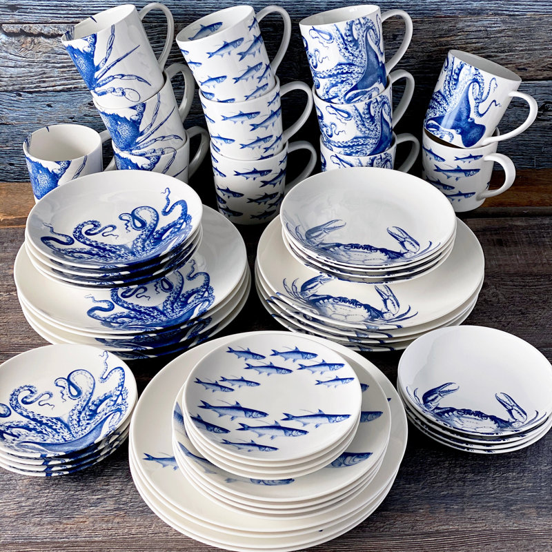 School Of Fish Porcelain Salad/Dessert Plate