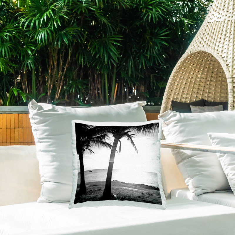 Palm Tree Silhouettes Printed Outdoor Throw Pillow Design by Susan Bryant
