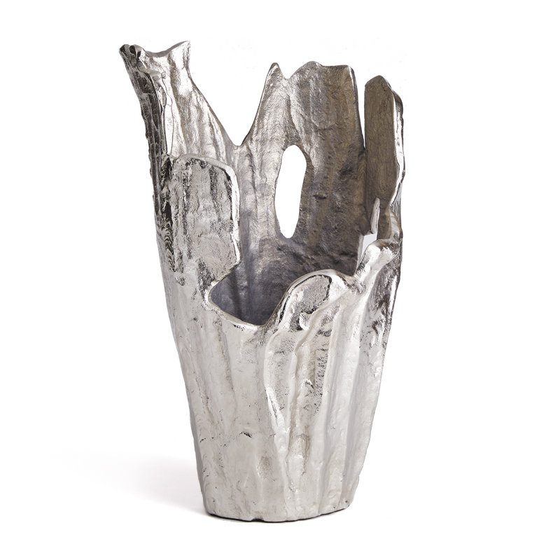 Candelora Aluminum Table Vase, Silver, 14.25" H x 8.75" W x 8.75" D