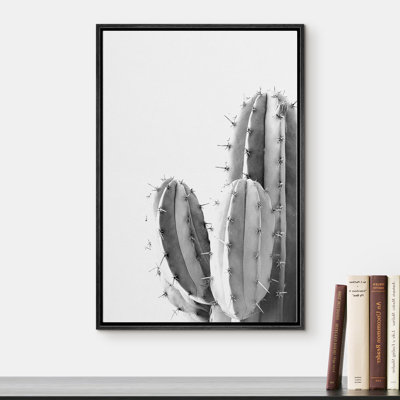 «Black and White Southwest Desert Cactus Modern Botanical», art mural sur toile