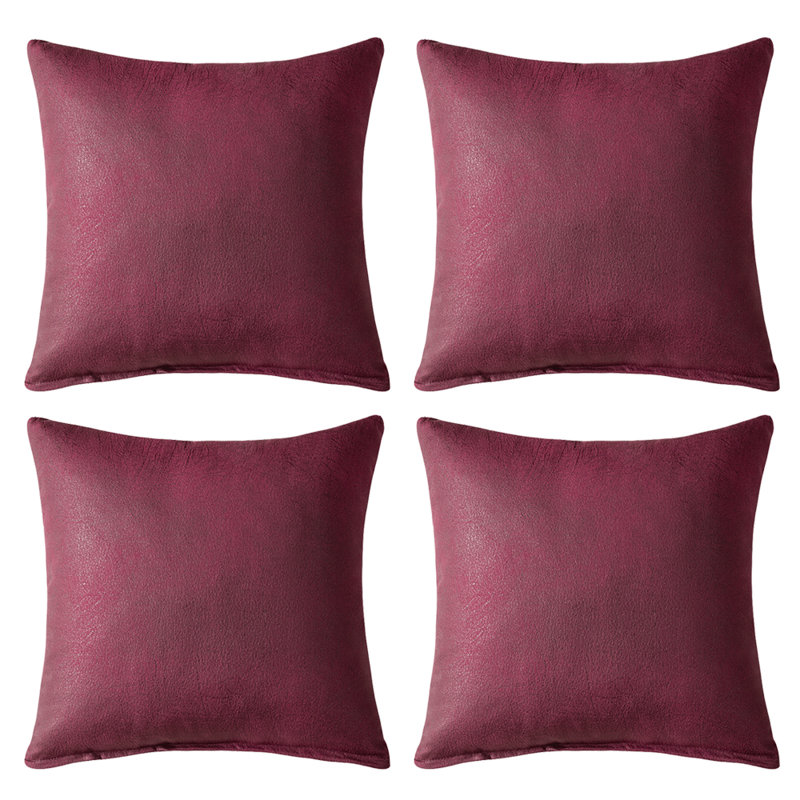 Faux Leather Reversible Pillow Cover, 18" x 18", Red