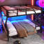 Full Over Full Bunk Bed, Metal Bunk Bed With Storage Shelves And Lights, Space-Saving & Noise-Free Design