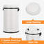 Poubelle de cuisine en acier inoxydable à l'épreuve des empreintes digitales, 17 gallons / 65 L - Couvercle pivotant, fermeture silencieuse, poubelle ronde commerciale robuste pour la maison, le bureau, le restaurant et le plateau tournant blanc