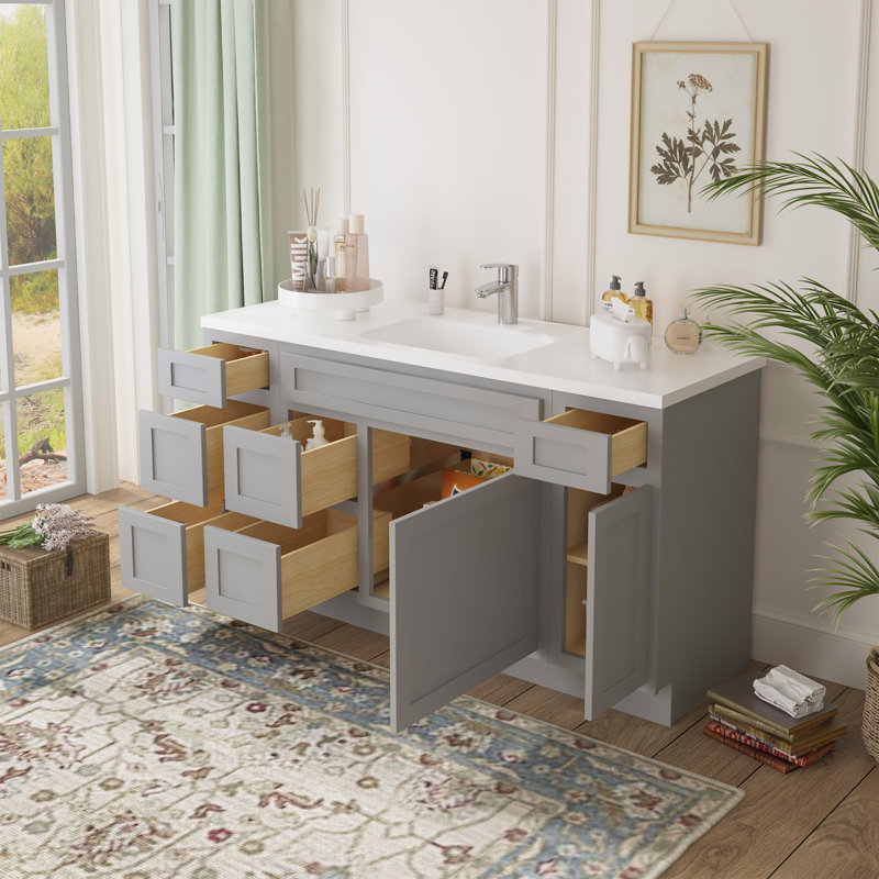 Base de meuble-lavabo simple 60 po seulement, Gris