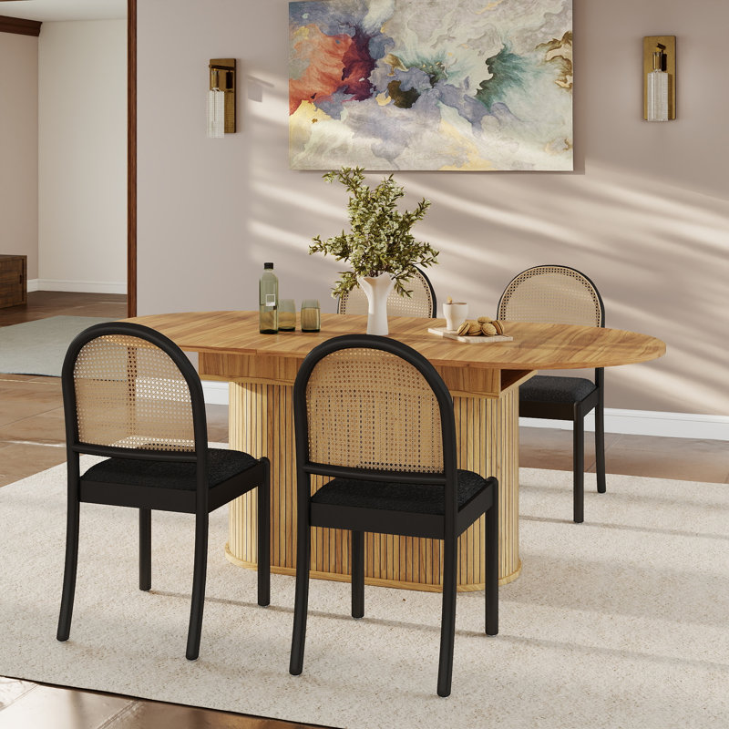 Ensemble de table de salle à manger extensible Mid-Century, 5 Pieces: Table, 4 Chairs, Wood, Black