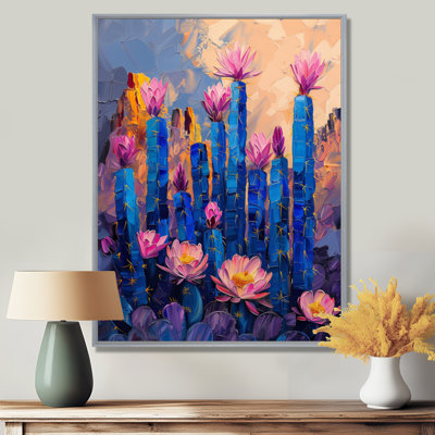 Cactus Grace III avec fleurs roses et bleues - cactus floral