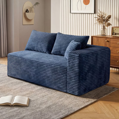 Causeuse en velours côtelé de 59 po de largeur, causeuse modulaire rembourrée avec ressorts ensachés et 3 coussins, aucun composant modulaire requis pour le salon et la salle multimédia