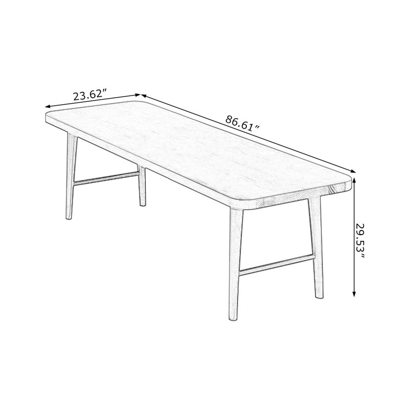 Walnut Rectangular Solid Wood desk, 29.53" H x 86.61" W x 23.62" D