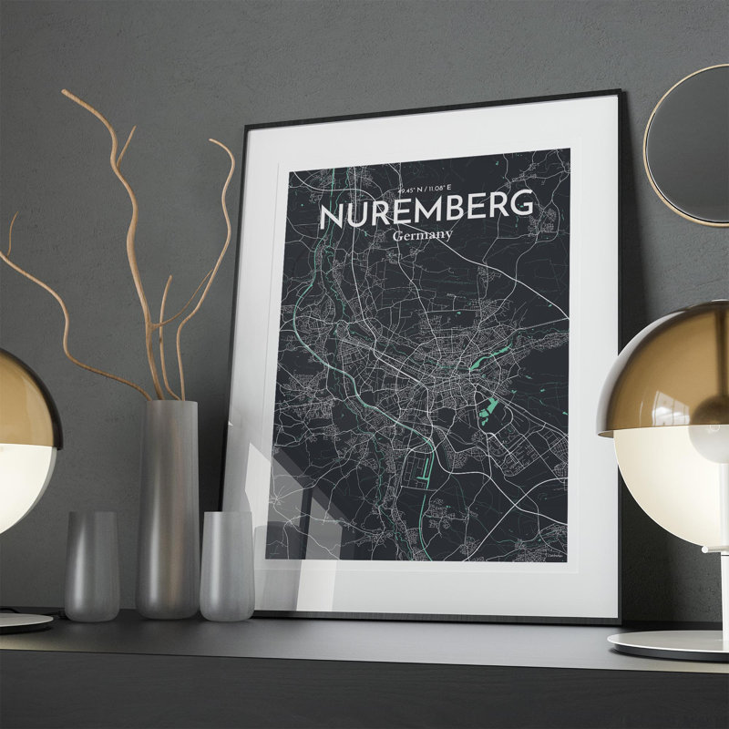 Nuremberg City Map In Dream - No Frame Print, 27.6cm H x 19.7cm W x 0.05cm D