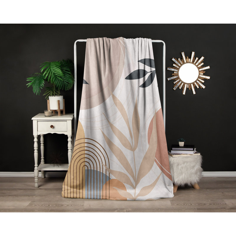 Throw Blanket, 51" W x 60" L, Yellow/Orange/Tan