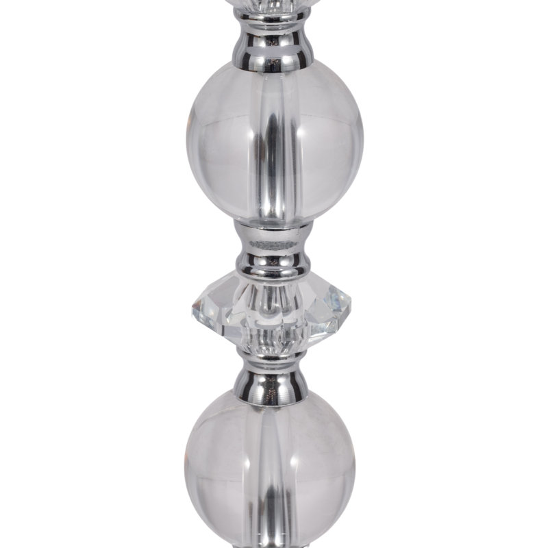 Decorative Glass Table Lamp for Living Room Decor - Desk Lamp for Bedroom Bedside and Small Side Table Accent - Set of 2, 26", Silver & Metallic