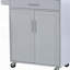 Îlot de cuisine avec chariot, tiroir, armoire de rangement et porte-serviettes, gris-318591164