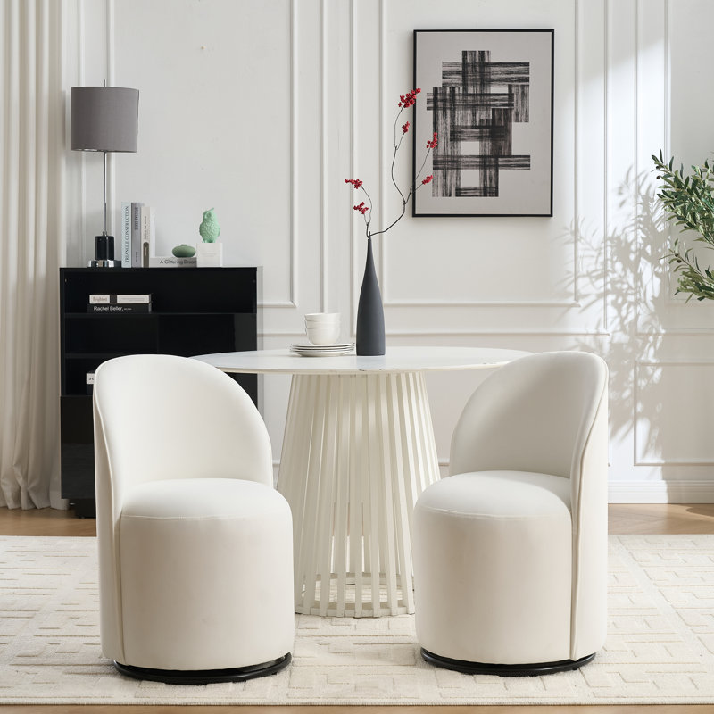 Fauteuil pivotant en tonneau rembourré - robuste et confortable, Crème