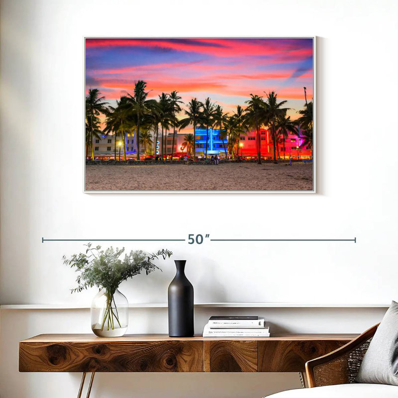Miami Beach, États-Unis, Cadre flottant blanc, 37 po x 25 po