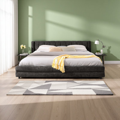 Upholstered Bed Frame With Thick Fabric, Comfortable Upholstered Bed Frame, Chenille Fabric, With Headboard And Solid Bed Frame. With Drawer For Storage