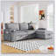 U_STYLE Canapé-lit modulaire rembourré avec sacs de rangement et 2 porte-gobelets sur les accoudoirs-1451040770
