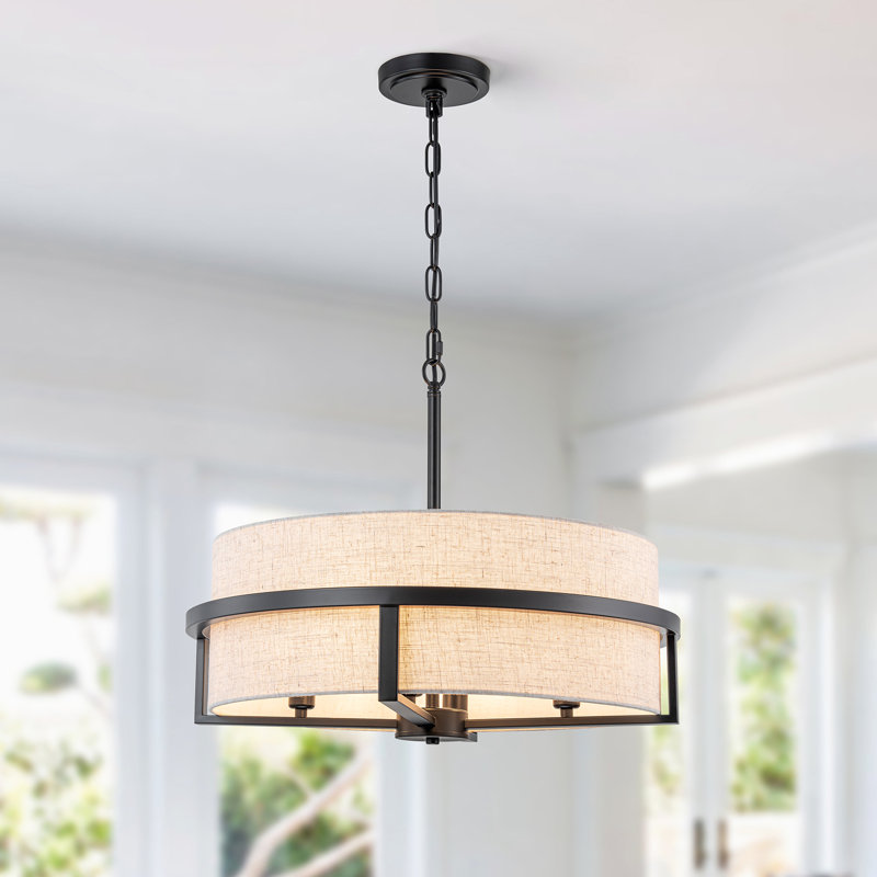 Bazilijus 4 - Light Dimmable Drum Chandelier, Black
