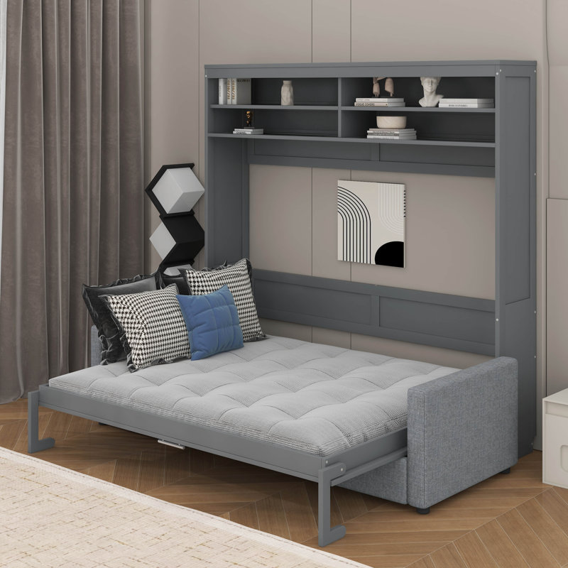 Murphy Bed Wall Bed With Sofa, Gray