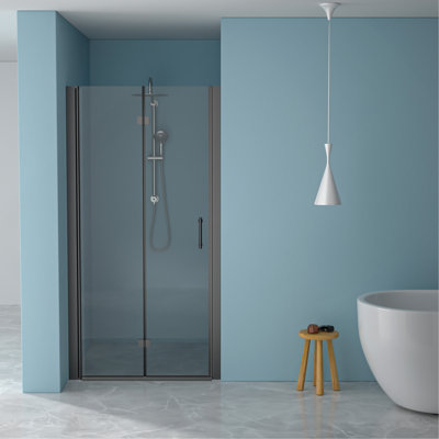 30"W x 72"H Fold Frameless Shower Door with Tempered Glass, 1/4 inch (6 mm), Matte Black