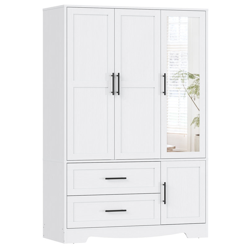 4-door Wooden Armoire With Mirror