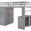 Lit mezzanine simple gris avec tiroirs, bureau et garde-robe. Fabrication en bois massif. Maximisez la fonctionnalité de la pièce. Tiroir sans sommier, espace de vie pour ordinateur. Requis-2108046476-2108046467