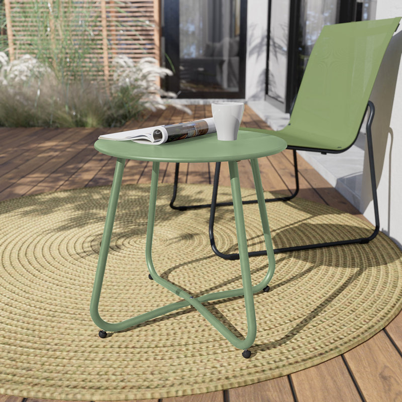 Mickelsen Steel Patio Side Table, Sage Green