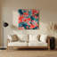 Aquarelle florale, art mural rouge en métal 26-122642575