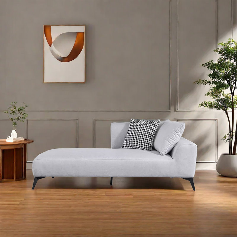 Paresseux simple européen, Mélange de polyester gris, Chaise longue à accoudoir droit