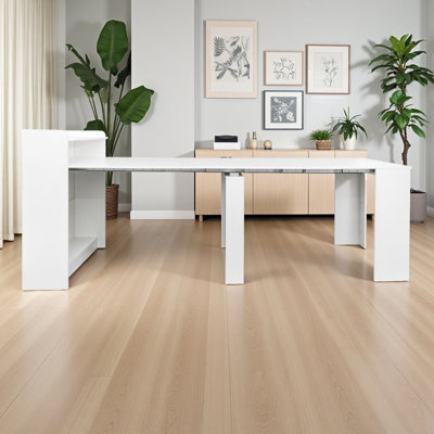 Modern Extendable Dining Table With Hidden Storage, Multi-functional Expandable Table For Kitchen, Dining Room, Small Space