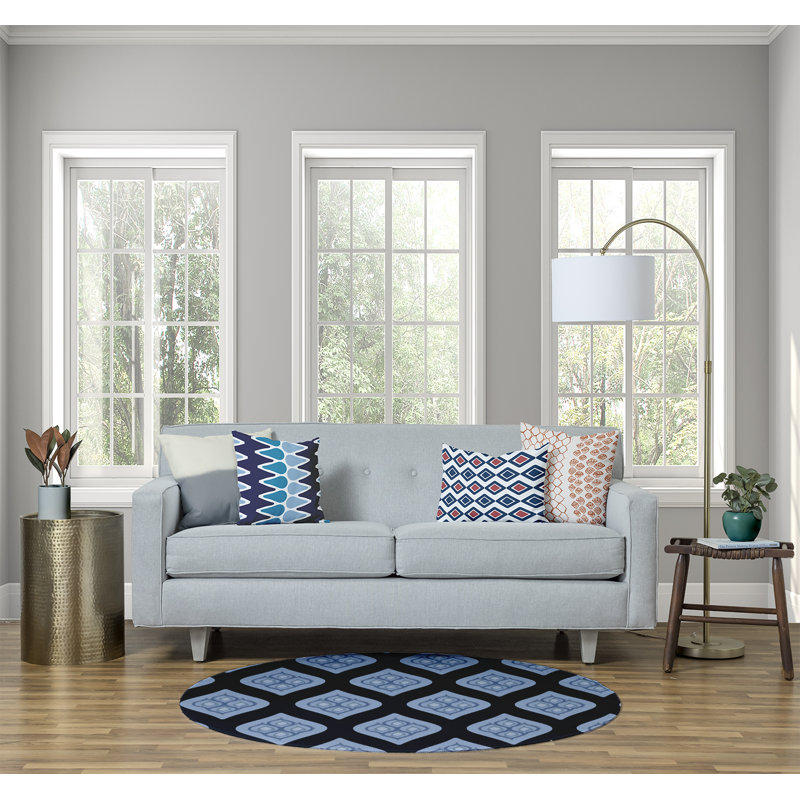 Chenille Geometric Indoor Rug, Round 5'