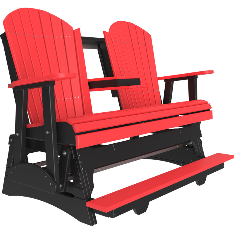 Banc d'extérieur coulissant en polywood, Rouge foncé / noir