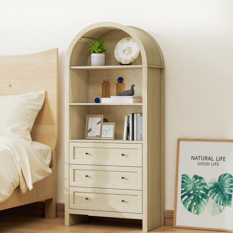 Armoire de cuisine 70,2 "arquée avec tablettes réglables et 3 tiroirs