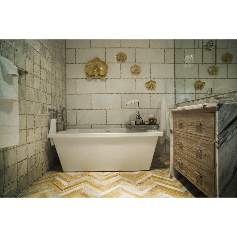 Baignoire autoportante 72 "x 36" Designer Lucy, Laiton satiné