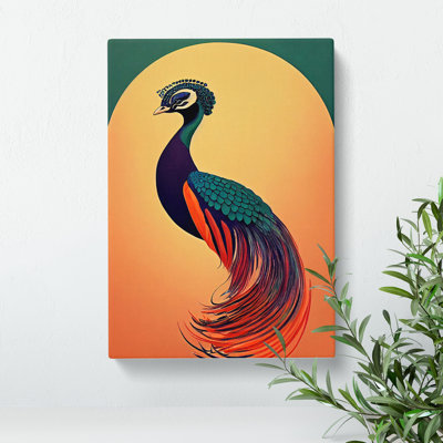 An Art Nouveau Peacock - Wrapped Canvas Print
