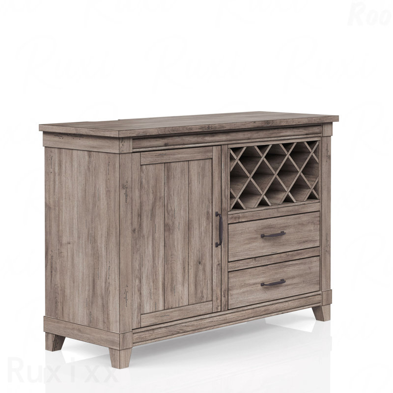 Rustic Gray Dining Server - Wine Cabinet with Drawer Storage