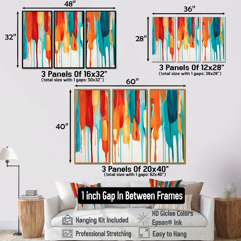 Cynthie - Abstract Wall Art Print Set, Gold Floater Framed, 32" H x 48" W x 1" D