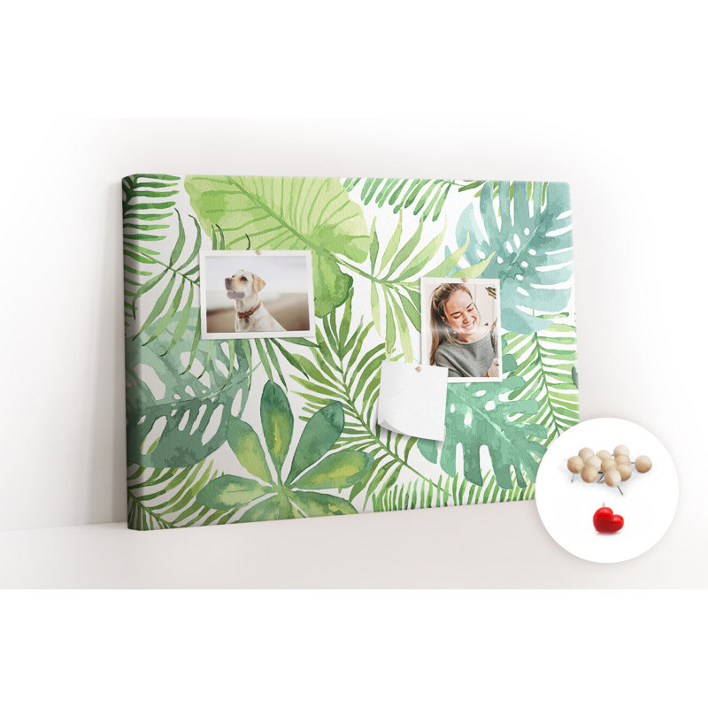 Wall Mounted bulletin board print home decor notice boards for office corkboard Tropical leaves