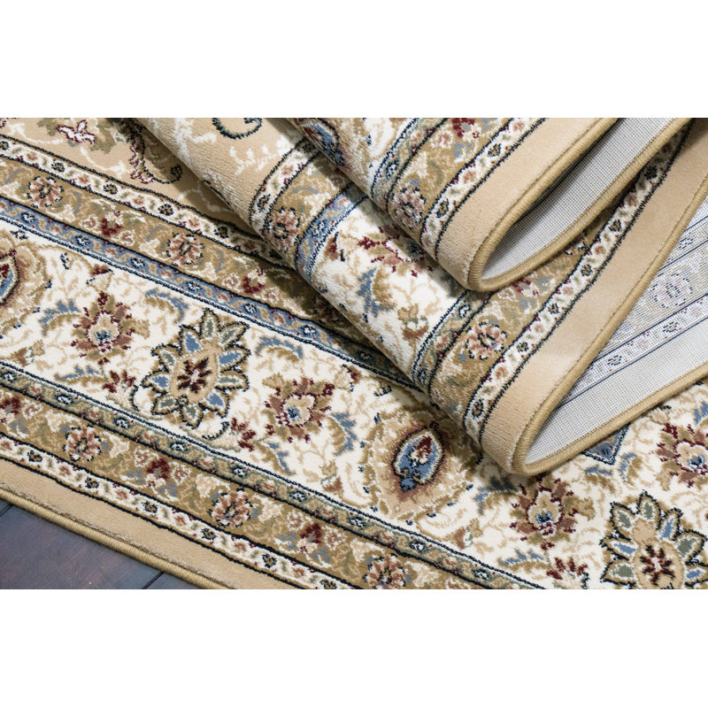 Tapis doré / ivoire Attell, Rectangle 7 pi 10 po x 11 pi 2 po