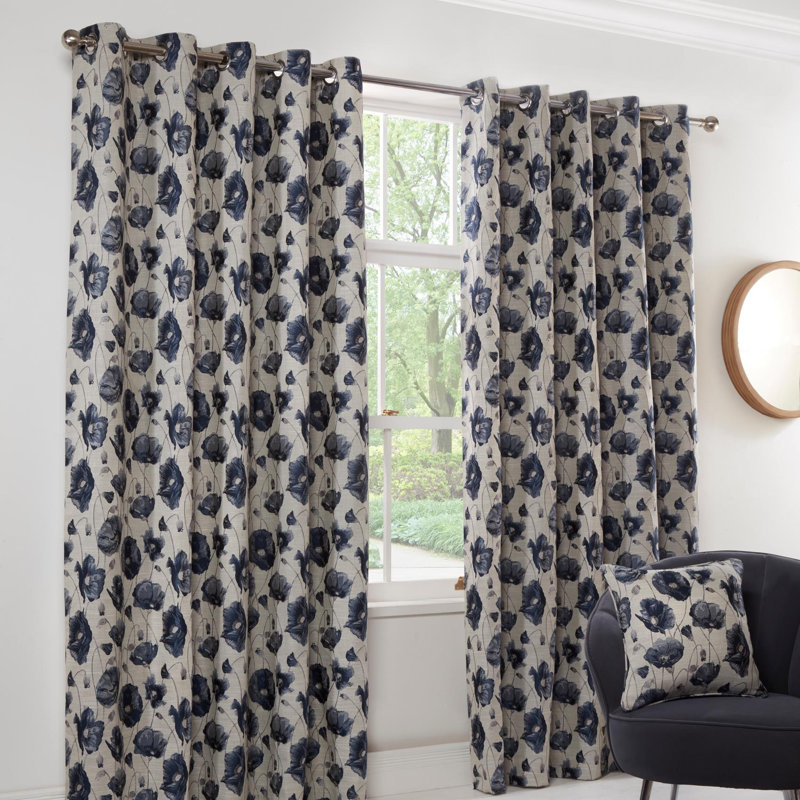 Bynes Room Darkening Sliding Panel Pair, Navy, 228.6 W x 167.64 D cm