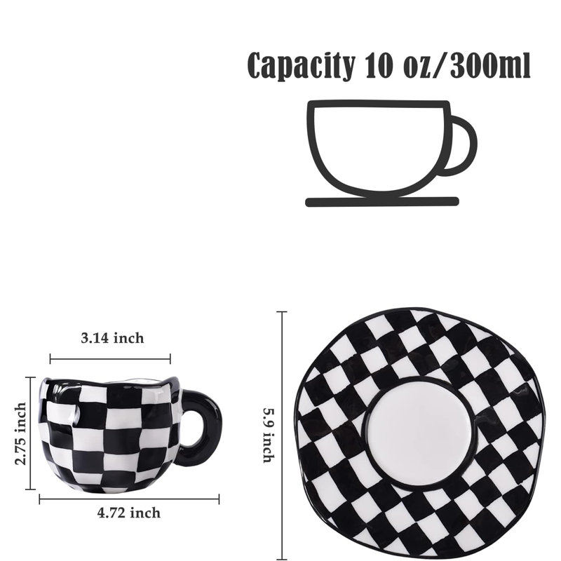 Black and white checkered latte cup