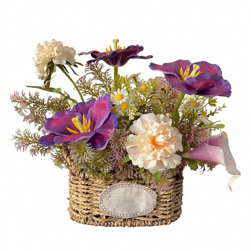 Arrangement floral rustique artificiel, Mauve