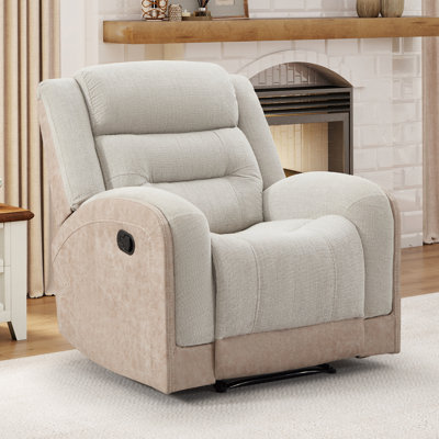 37.8" Wide Leather Match Fabric Manual Recliner with Overstuffed Cushion