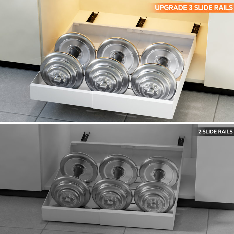 Pull out Cabinet Organizer,Expandable(12.2"-20.3") Slide Out Self, Cabinet Roll Out Drawers with Nano, No Drill Adjustable Drawers for Kitchen, Pantry,Under Sink and Bathroom (White)