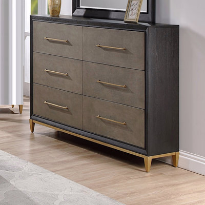 Commode en bois brossé 6 pièces
