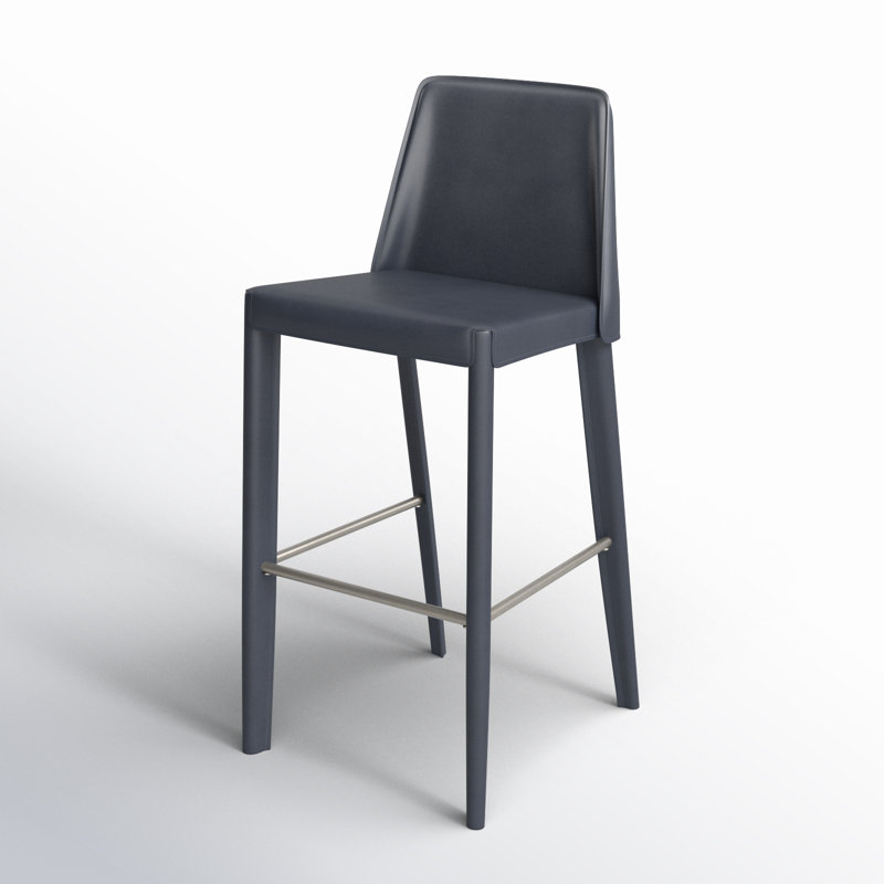 Pemma Vegan Leather Bar Stool, Dark Blue