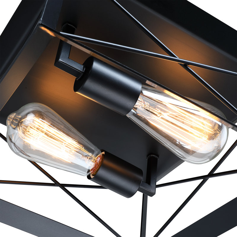 Ensemble de 2 luminaires carrés encastrés 2 lumières 12 po avec finition noire mat