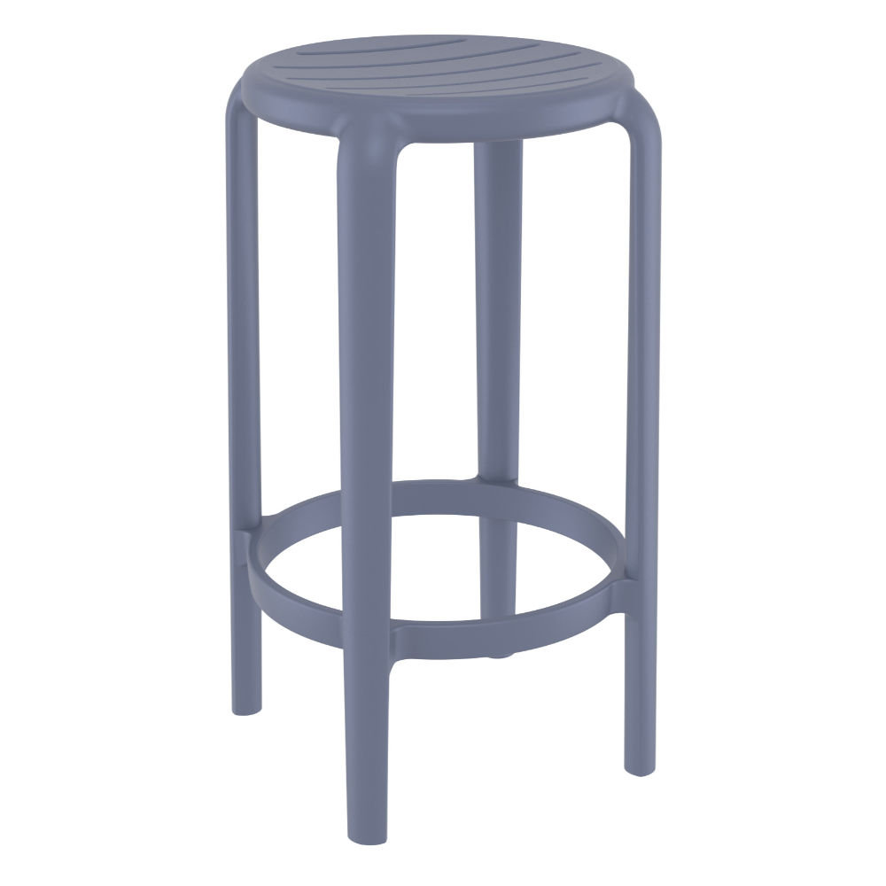 Awan Backless Outdoor Bar Stool, 25.75", Dark Gray