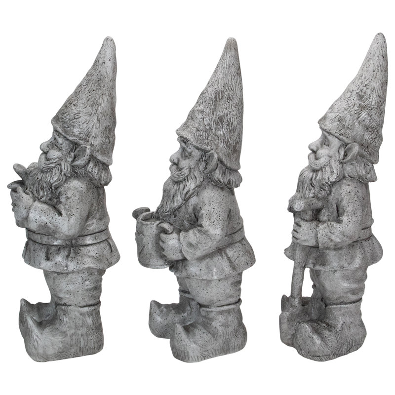 Statues d'extérieur gnomes de jardin gris