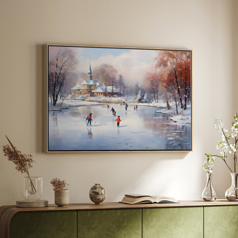 Paysage rétro -DCCDVX3, Toile naturelle avec cadre flottant, H 17 po x l 25 po x P 2 po