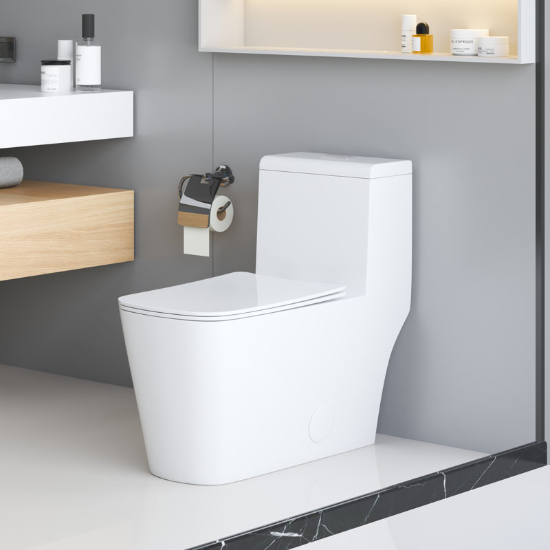 KDK HOME Tornado Toilet with Dual Flush 1.1/1.6 GPF Siphon Jet Comfort Height 16.5", White Toilet/Silver Button